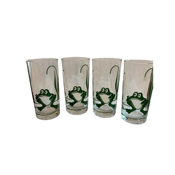 Other - Vintage West Virginia Glass Frog 12 Oz Highball Glasses Set of 4 MCM